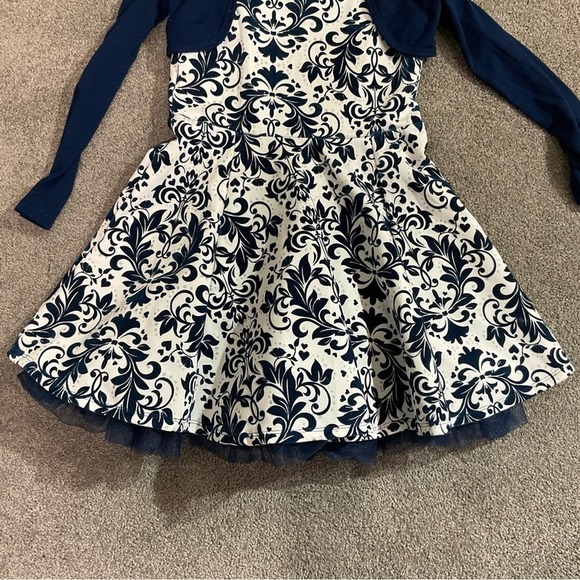 Knit Works Girls Flocked Skater Dress and Shrug Set - Picture 4 of 7